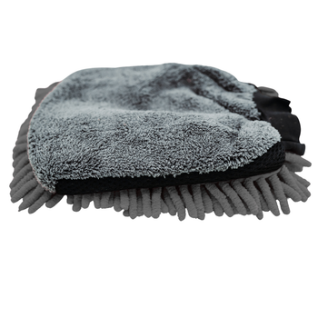 AMOS Powerfluff Ultra-saugfähiges Mikrofaser-Trockentuch, 1000 GSM, 60x80 cm, Grau + GRATIS Handschuh