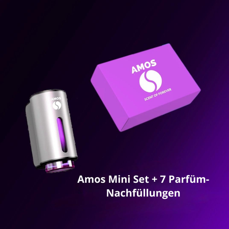 Set Amos Mini Purple – grauer Aromadiffusor + lila Set mit 7 Ersatzdüften