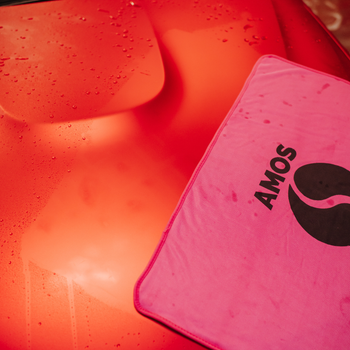 AMOS Powerfluff Ultra-saugfähiges Mikrofaser-Trockentuch, 1000 GSM, 60x80 cm, Rosa + GRATIS Handschuh