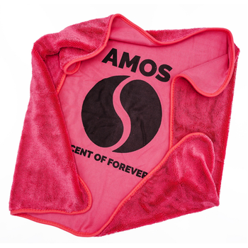 AMOS Powerfluff Ultra-saugfähiges Mikrofaser-Trockentuch, 1000 GSM, 60x80 cm, Rosa + GRATIS Handschuh