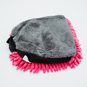 AMOS Powerfluff Ultra-saugfähiges Mikrofaser-Trockentuch, 1000 GSM, 60x80 cm, Rosa + GRATIS Handschuh