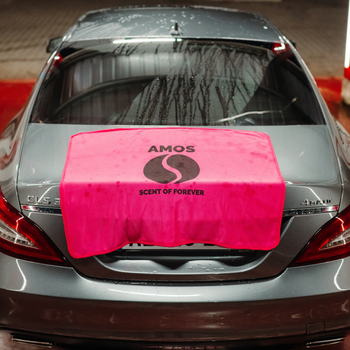 AMOS Powerfluff Ultra-saugfähiges Mikrofaser-Trockentuch, 1000 GSM, 60x80 cm, Rosa + GRATIS Handschuh