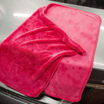 AMOS Powerfluff Ultra-saugfähiges Mikrofaser-Trockentuch, 1000 GSM, 60x80 cm, Rosa + GRATIS Handschuh