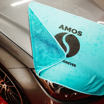 AMOS Powerfluff Ultra-saugfähiges Mikrofaser-Trockentuch, 1000 GSM, 60x80 cm, Blau + GRATIS Handschuh