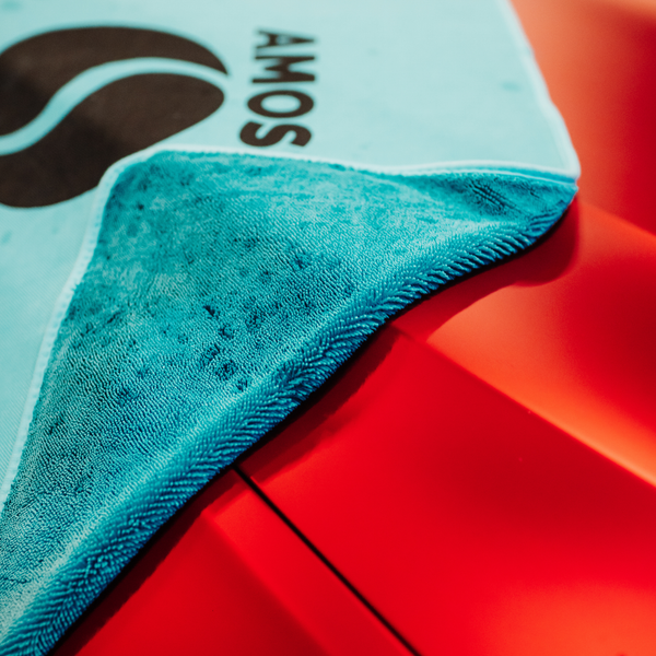 AMOS Powerfluff Ultra-saugfähiges Mikrofaser-Trockentuch, 1000 GSM, 60x80 cm, Blau + GRATIS Handschuh