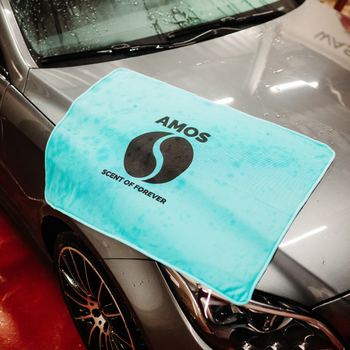 AMOS Powerfluff Ultra-saugfähiges Mikrofaser-Trockentuch, 1000 GSM, 60x80 cm, Blau + GRATIS Handschuh