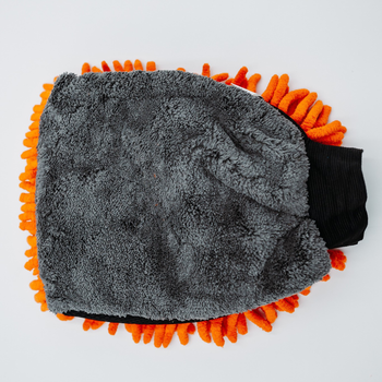 AMOS Powerfluff Ultra-saugfähiges Mikrofaser-Trockentuch, 1000 GSM, 60x80 cm, Orange + GRATIS Handschuh