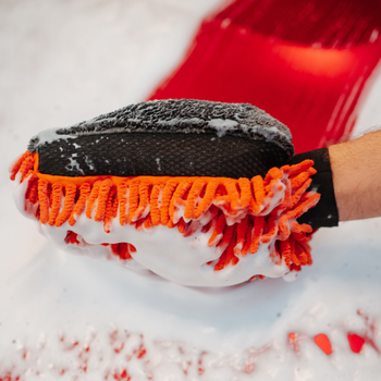 AMOS Powerfluff Ultra-saugfähiges Mikrofaser-Trockentuch, 1000 GSM, 60x80 cm, Orange + GRATIS Handschuh