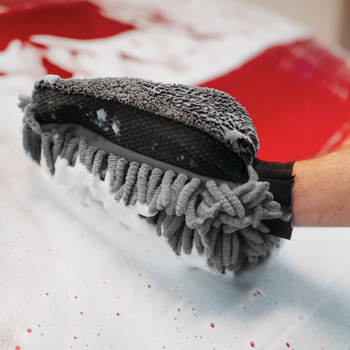 AMOS Powerfluff Ultra-saugfähiges Mikrofaser-Trockentuch, 1000 GSM, 60x80 cm, Grau + GRATIS Handschuh