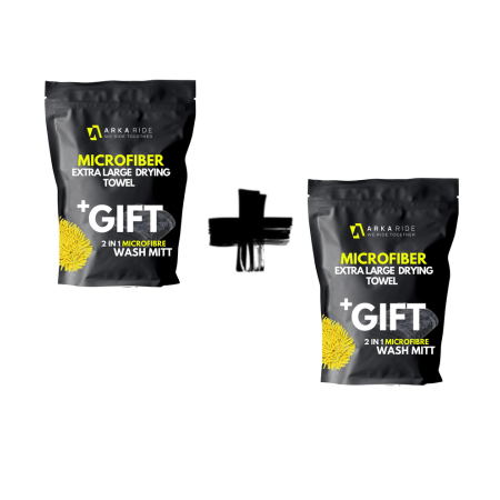 Set: 2 x Ultra-großes Arka Ride Mikrofasertuch fürs Auto 1000 GSM + 2 x GRATIS Waschhandschuh